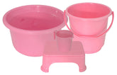 Kuber Industries 4 Pieces Plastic Bucket, Stool, Mug & Tub Set (Pink)